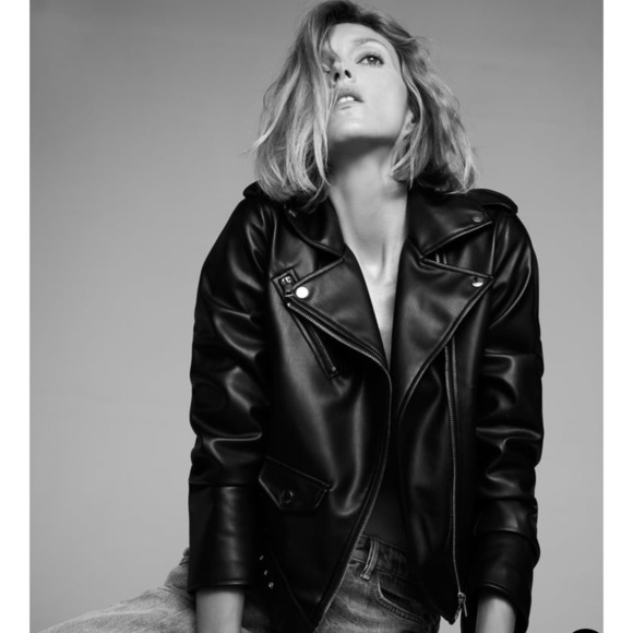 Black Faux Leather Moto Jacket – Rock Chic Coat - Picture 2 of 7